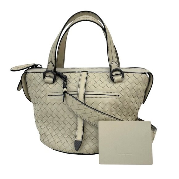 BOTTEGA VENETA White Leather Intrecciato Bag - Picture 1 of 16